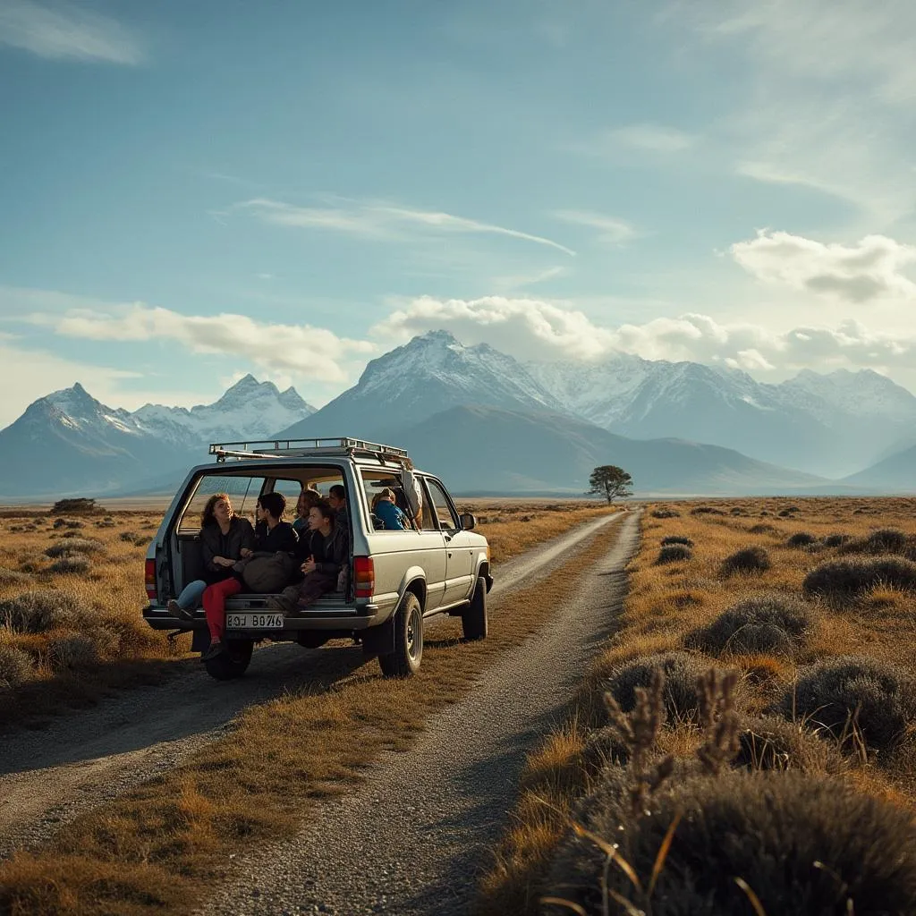 Familia viajando por la Patagonia